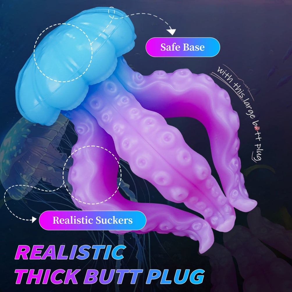 Fantasy Octopus Silicone Luminous Dildo - Jellyfish Tentacledildo Masturbation Sex Toy