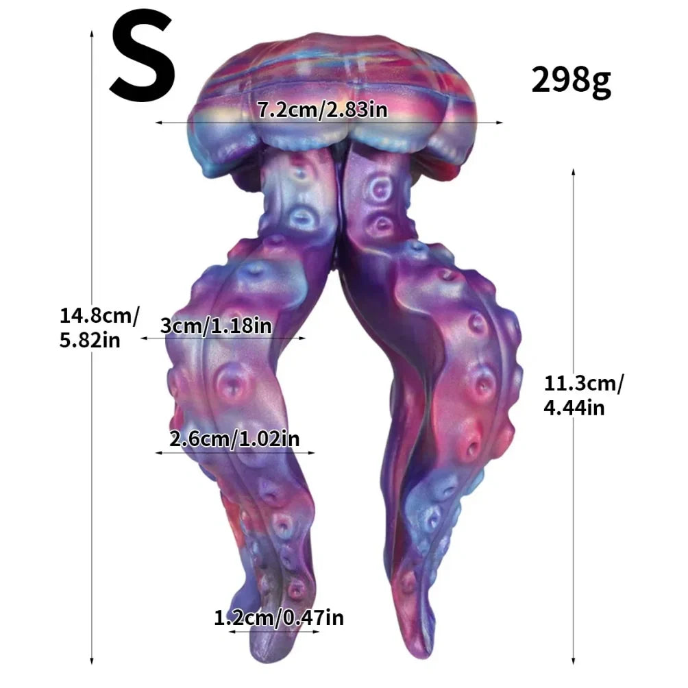 Fantasy Octopus Silicone Luminous Dildo - Jellyfish Tentacledildo Masturbation Sex Toy