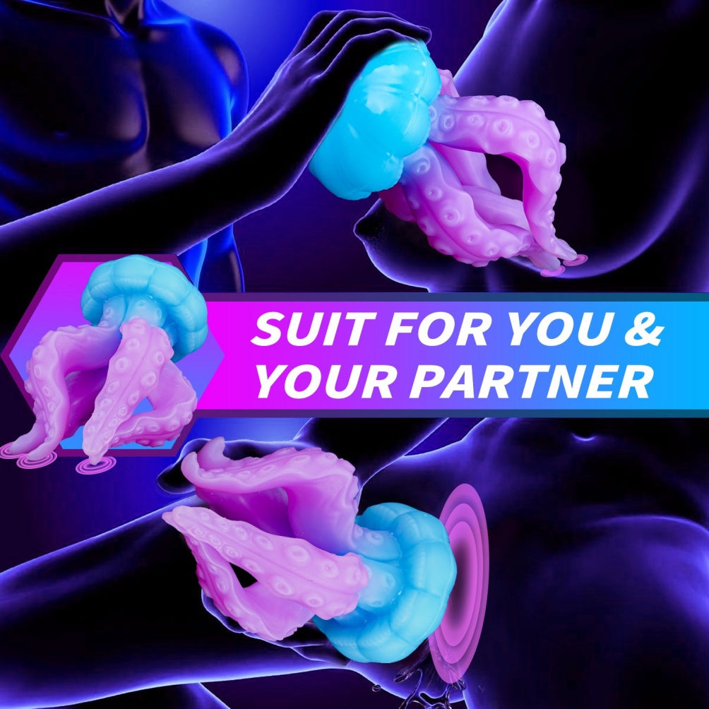 Fantasy Octopus Silicone Luminous Dildo - Jellyfish Tentacledildo Masturbation Sex Toy