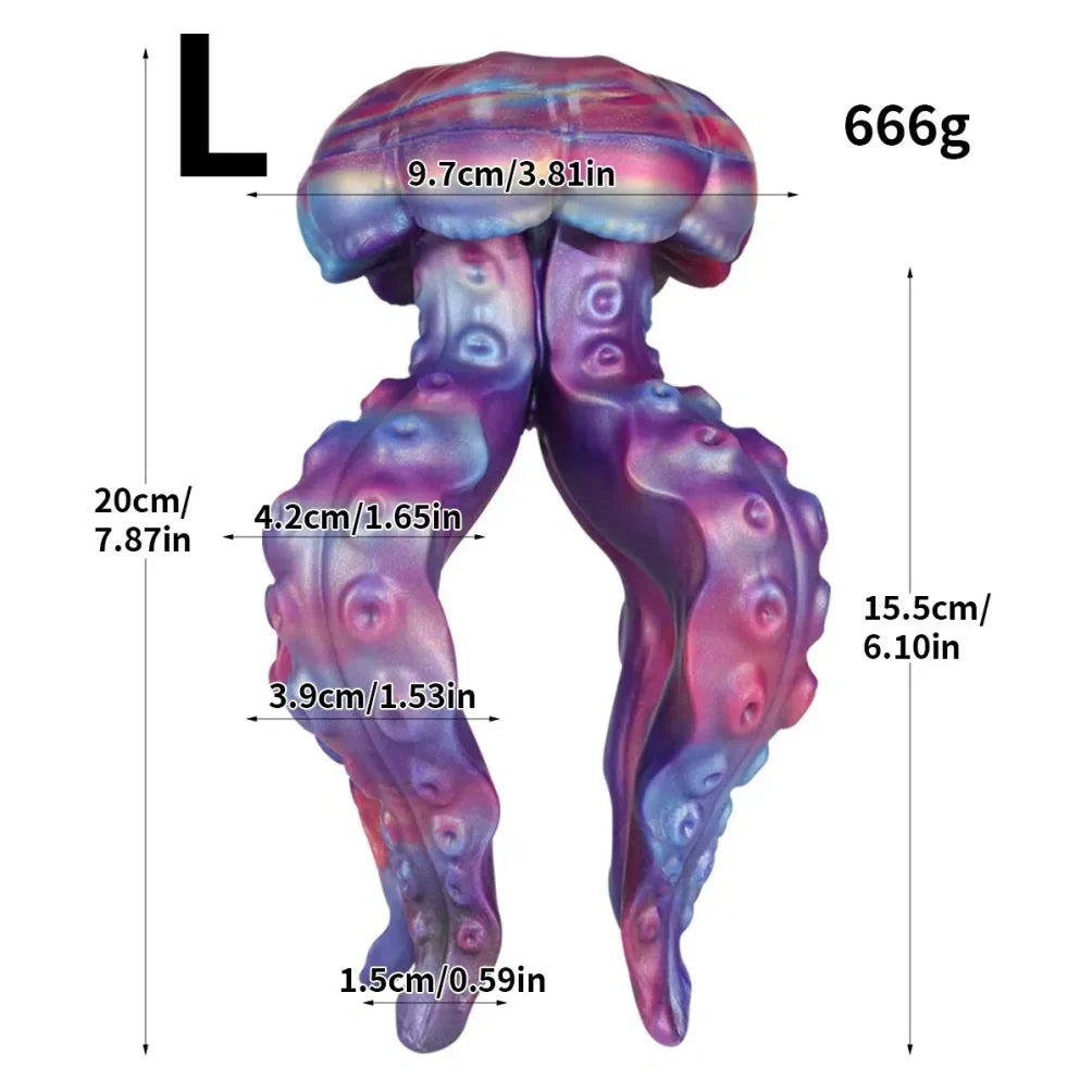Fantasy Octopus Silicone Luminous Dildo - Jellyfish Tentacledildo Masturbation Sex Toy