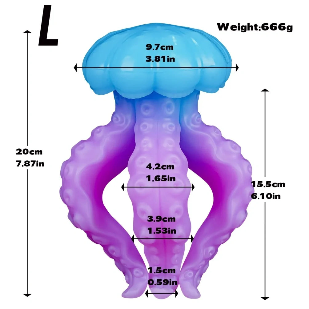 Fantasy Octopus Silicone Luminous Dildo - Jellyfish Tentacledildo Masturbation Sex Toy