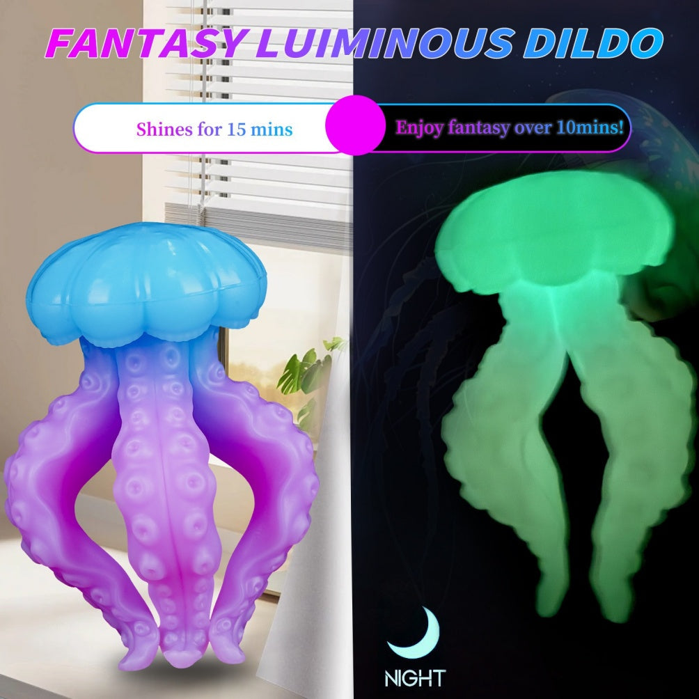 Fantasy Octopus Silicone Luminous Dildo - Jellyfish Tentacledildo Masturbation Sex Toy