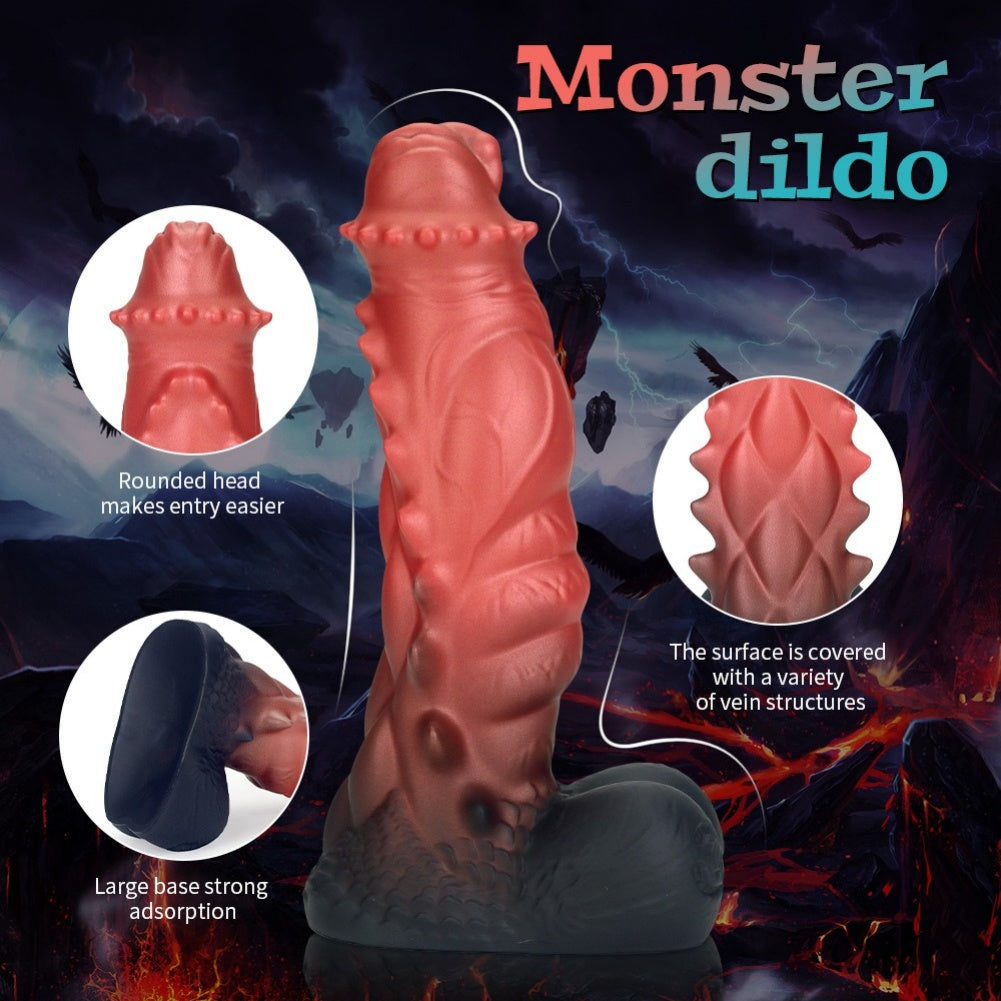 Domlust Dragon Dildo – Platinum Silicone Fantasy Monster Dildo with Suction Cup | G-Spot & Anal Stimulation