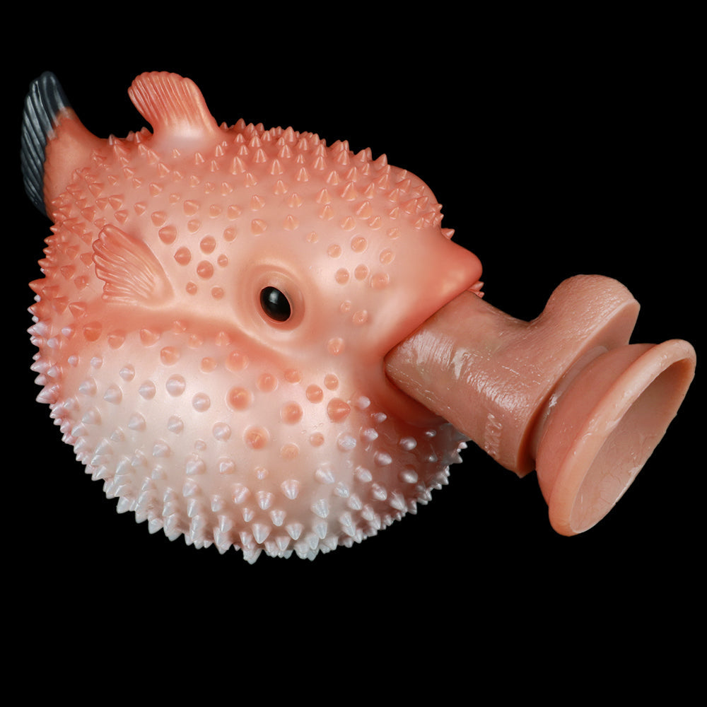Pearl Puffer Pocket Pussy – Dual-Channel Animal Fantasy Masturbator in Platinum Silicone