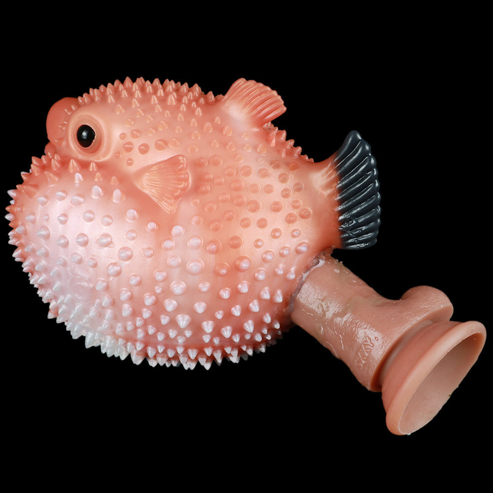 Pearl Puffer Pocket Pussy – Dual-Channel Animal Fantasy Masturbator in Platinum Silicone