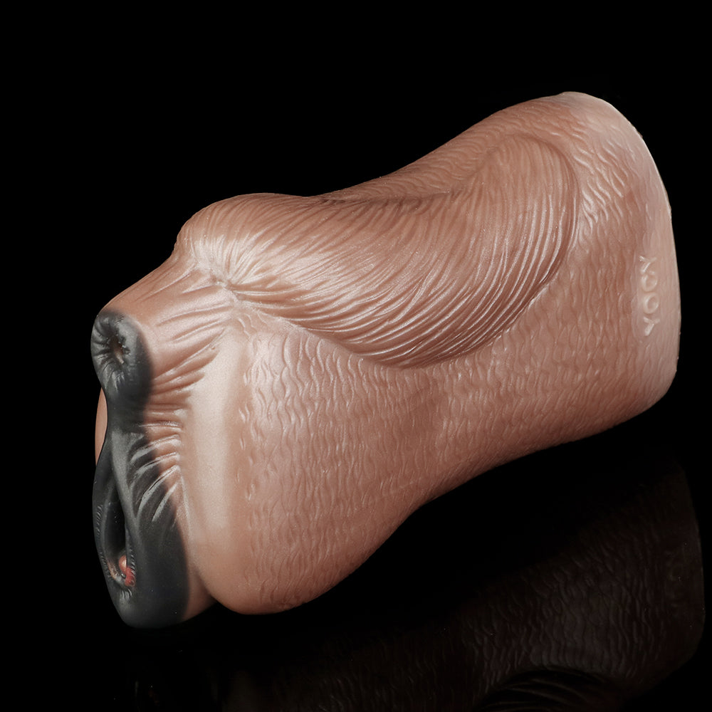 Ebony Horse Pussy Masturbator — Dual-Tunnel Fetish Silicone Sex Toy for Men