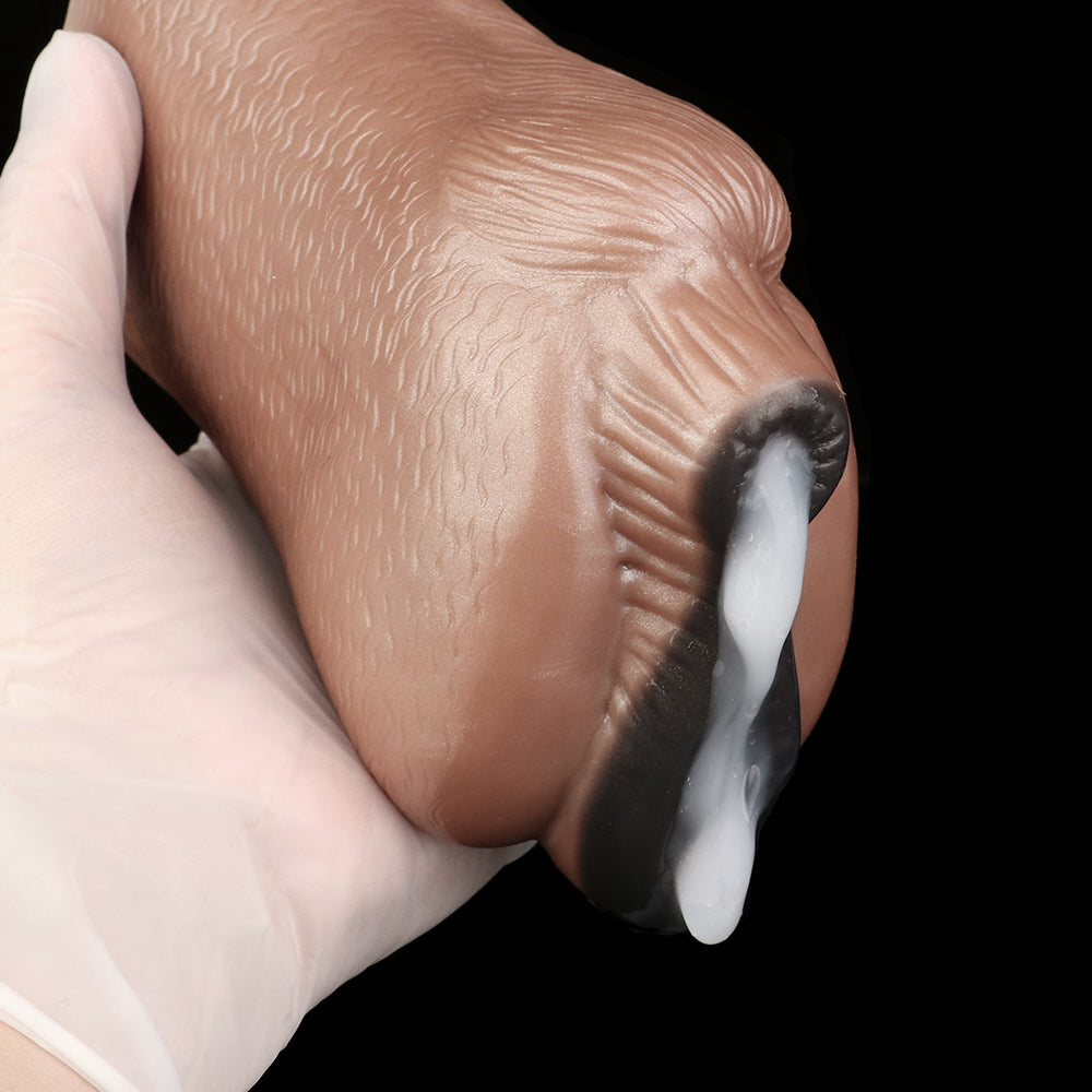 Ebony Horse Pussy Masturbator — Dual-Tunnel Fetish Silicone Sex Toy for Men