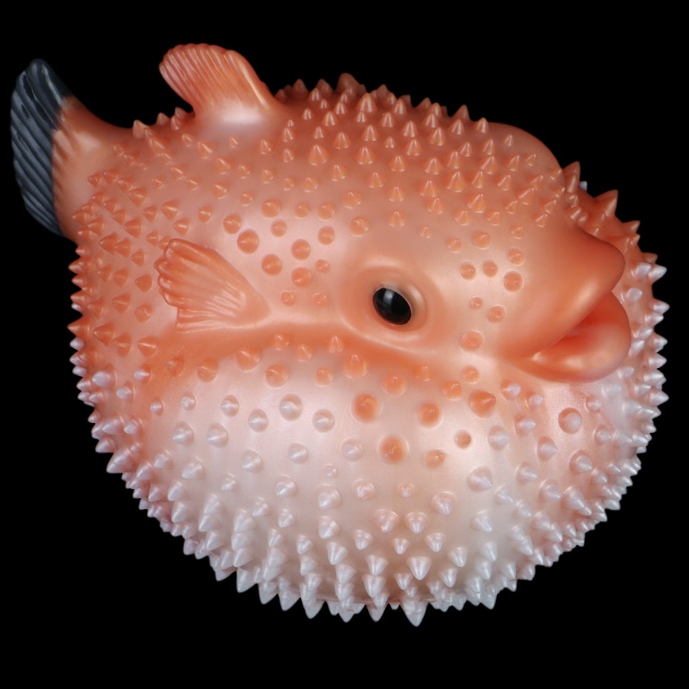 Pearl Puffer Pocket Pussy – Dual-Channel Animal Fantasy Masturbator in Platinum Silicone
