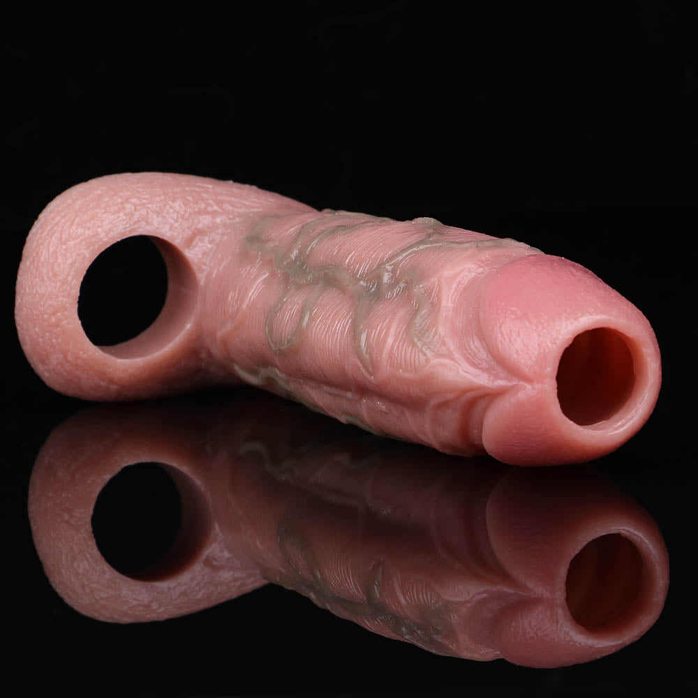 Silicone Life Size Cock Sleeve - 6-inch Penis Sheath Enlarger Cockring Sex Toys for Men