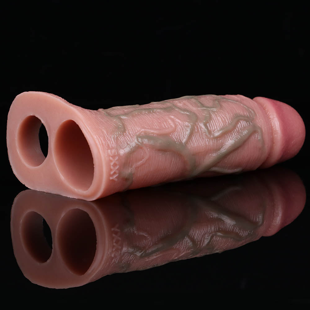 Silicone Life Size Cock Sleeve - 6-inch Penis Sheath Enlarger Cockring Sex Toys for Men