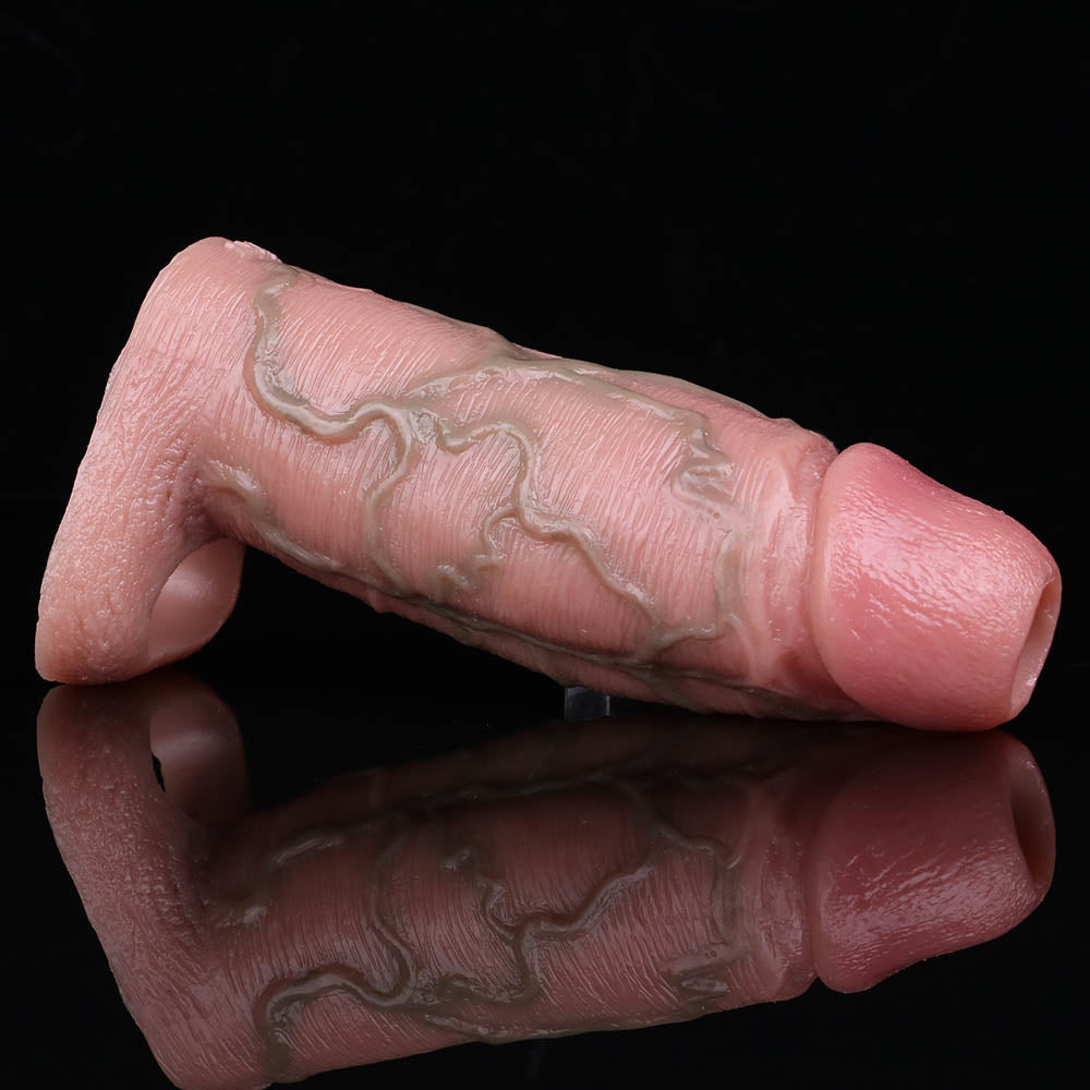 Silicone Life Size Cock Sleeve - 6-inch Penis Sheath Enlarger Cockring Sex Toys for Men