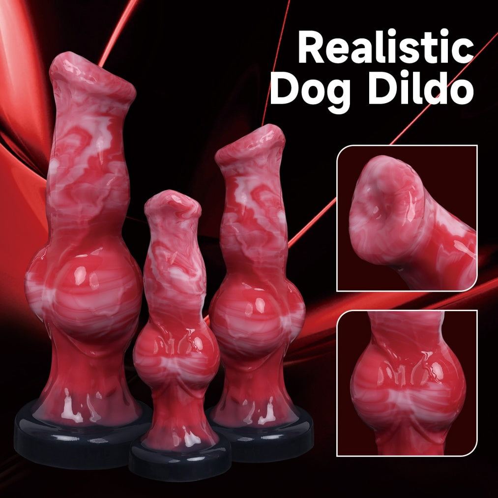 Dog Knot Dildo Blood-Red – Fantasy Knotted Silicone Dildo S/M/L | Domlust