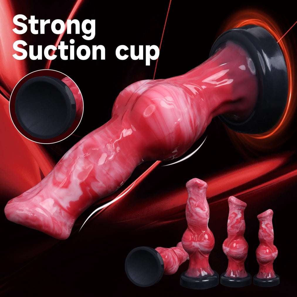 Dog Knot Dildo Blood-Red – Fantasy Knotted Silicone Dildo S/M/L | Domlust