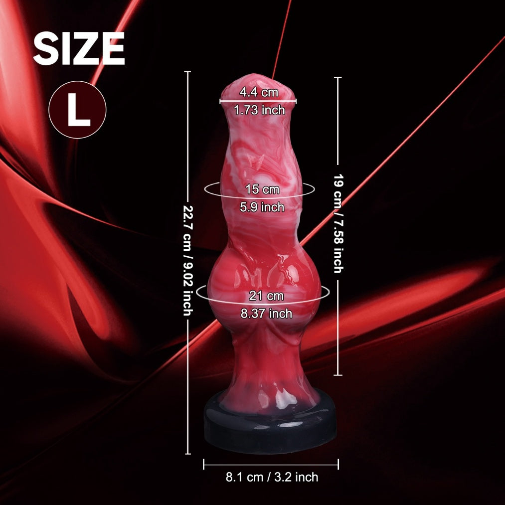 Dog Knot Dildo Blood-Red – Fantasy Knotted Silicone Dildo S/M/L | Domlust