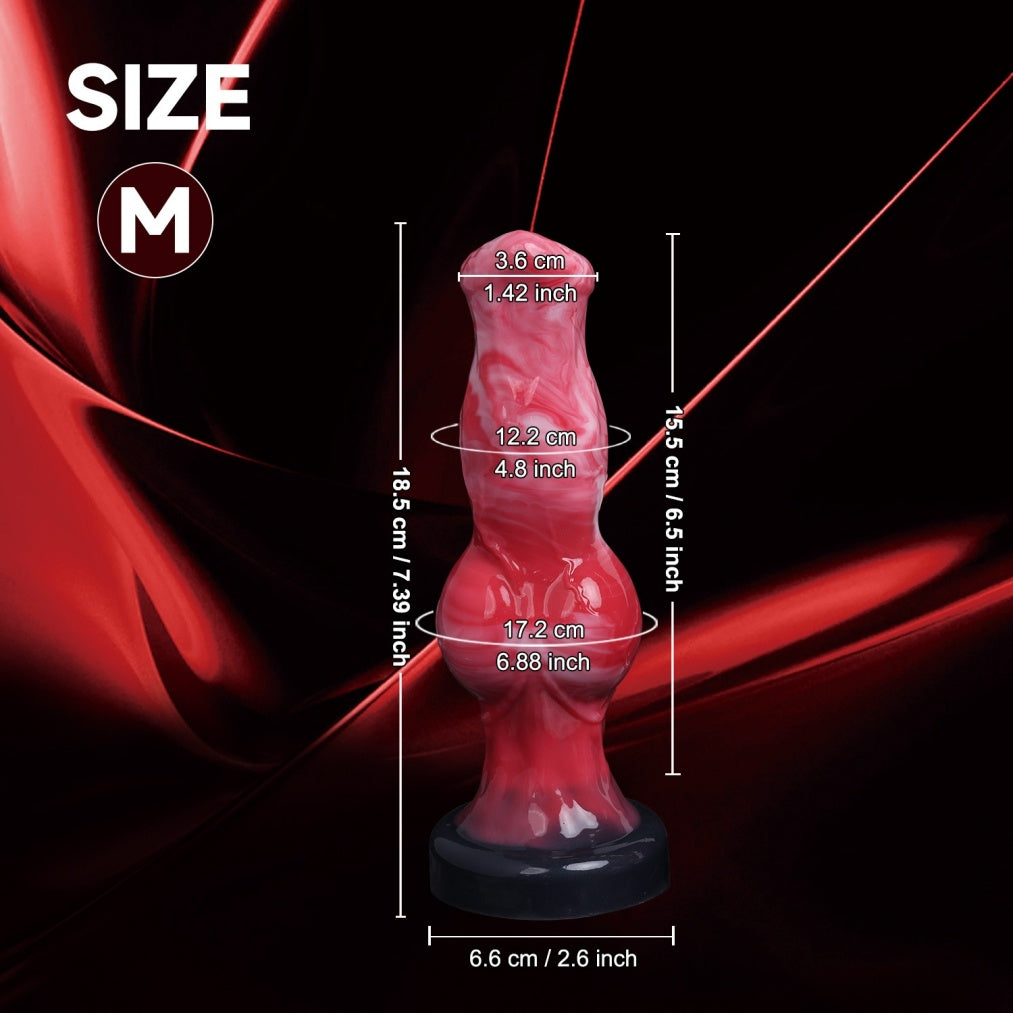Dog Knot Dildo Blood-Red – Fantasy Knotted Silicone Dildo S/M/L | Domlust
