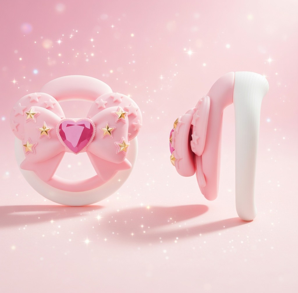 Cute Pink Bow Heart Gem Lockable Chastity Cage – Ultra Mini Lock Core, Discreet Kawaii Silicone Chastity Device