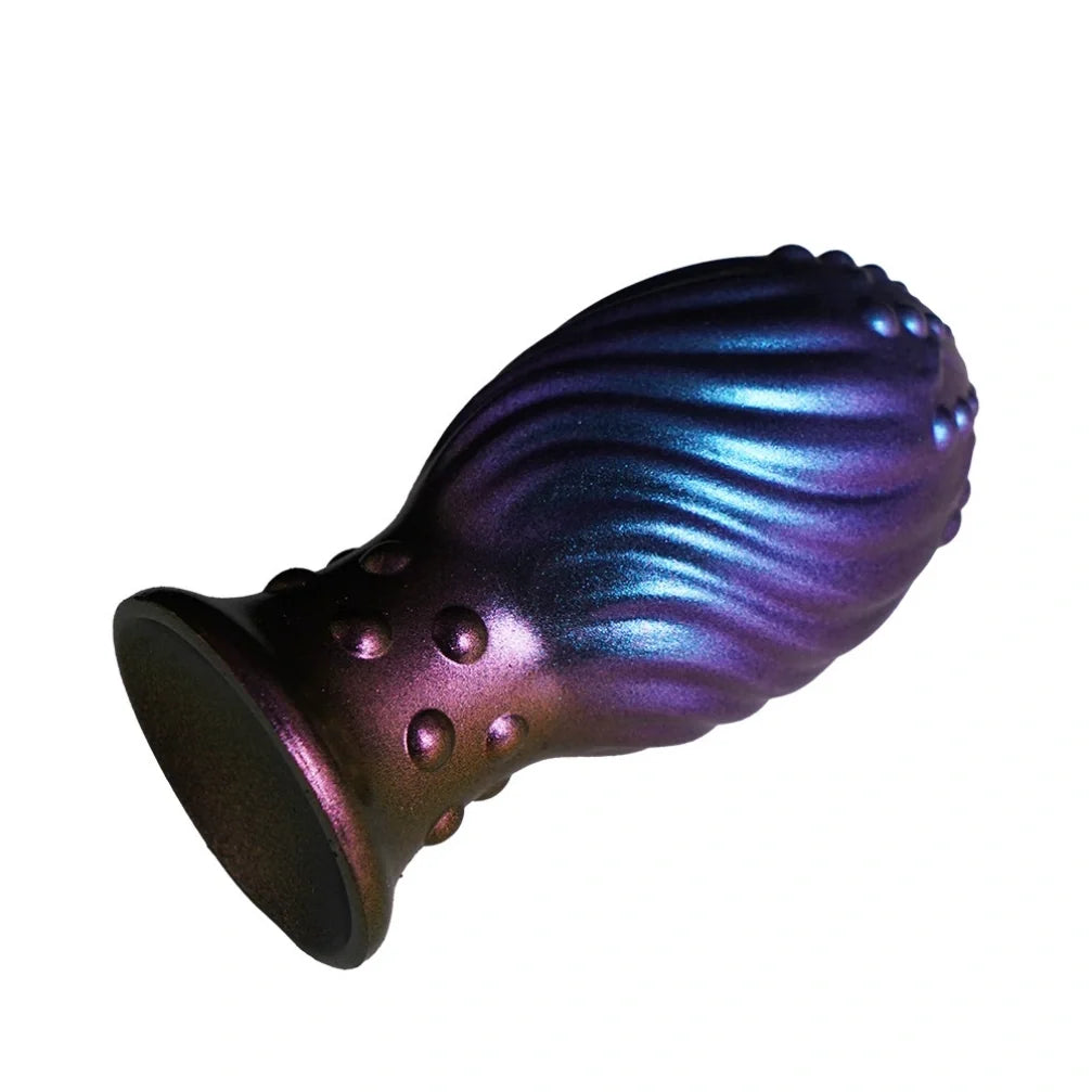Domlust Alien Fist Dildo – Premium Platinum Silicone | Spiral Bump Texture | Purple-Blue-Bronze | 3 Sizes