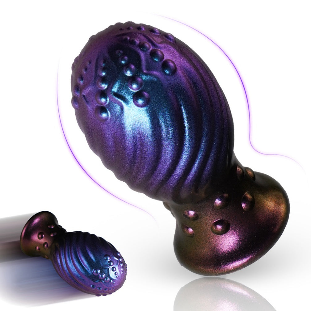 Domlust Alien Fist Dildo – Premium Platinum Silicone | Spiral Bump Texture | Purple-Blue-Bronze | 3 Sizes