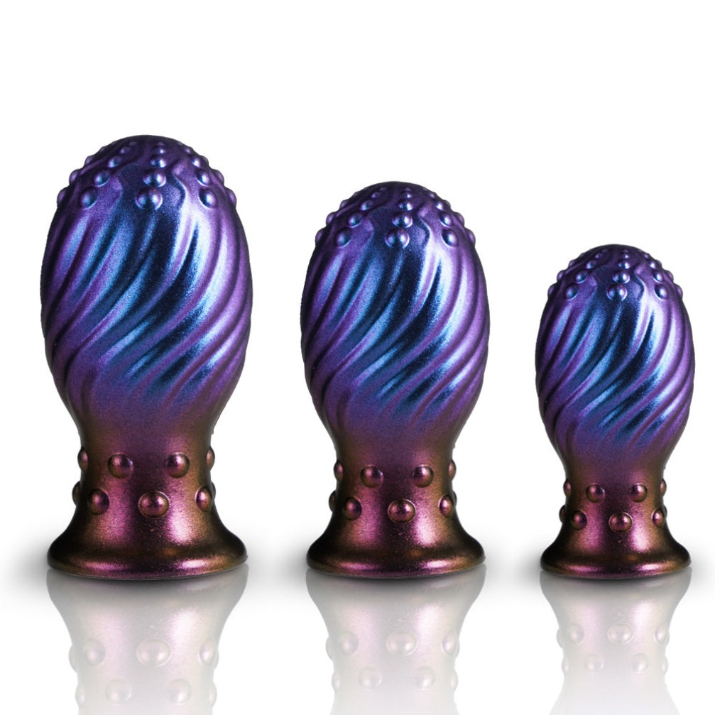 Domlust Alien Fist Dildo – Premium Platinum Silicone | Spiral Bump Texture | Purple-Blue-Bronze | 3 Sizes