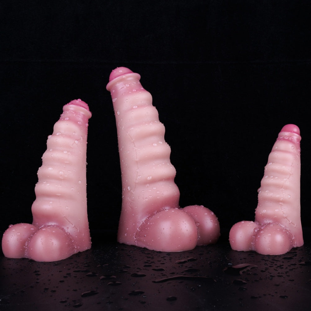 Fantasy Pink Fleshy Giant Dildo with Suction Cup – Spiral Ribbed Monster Dildo for Women S/M/L | Domlust