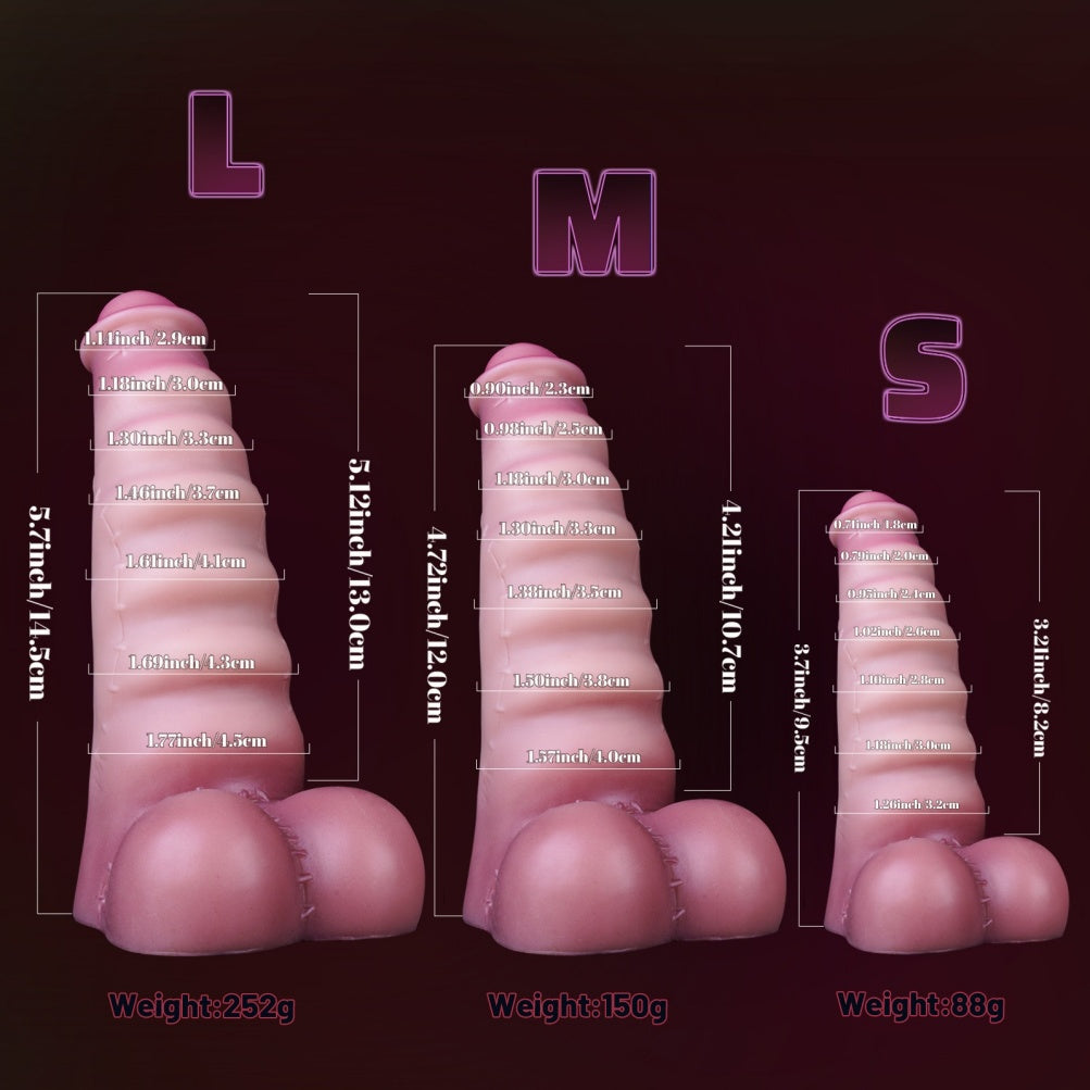 Fantasy Pink Fleshy Giant Dildo with Suction Cup – Spiral Ribbed Monster Dildo for Women S/M/L | Domlust