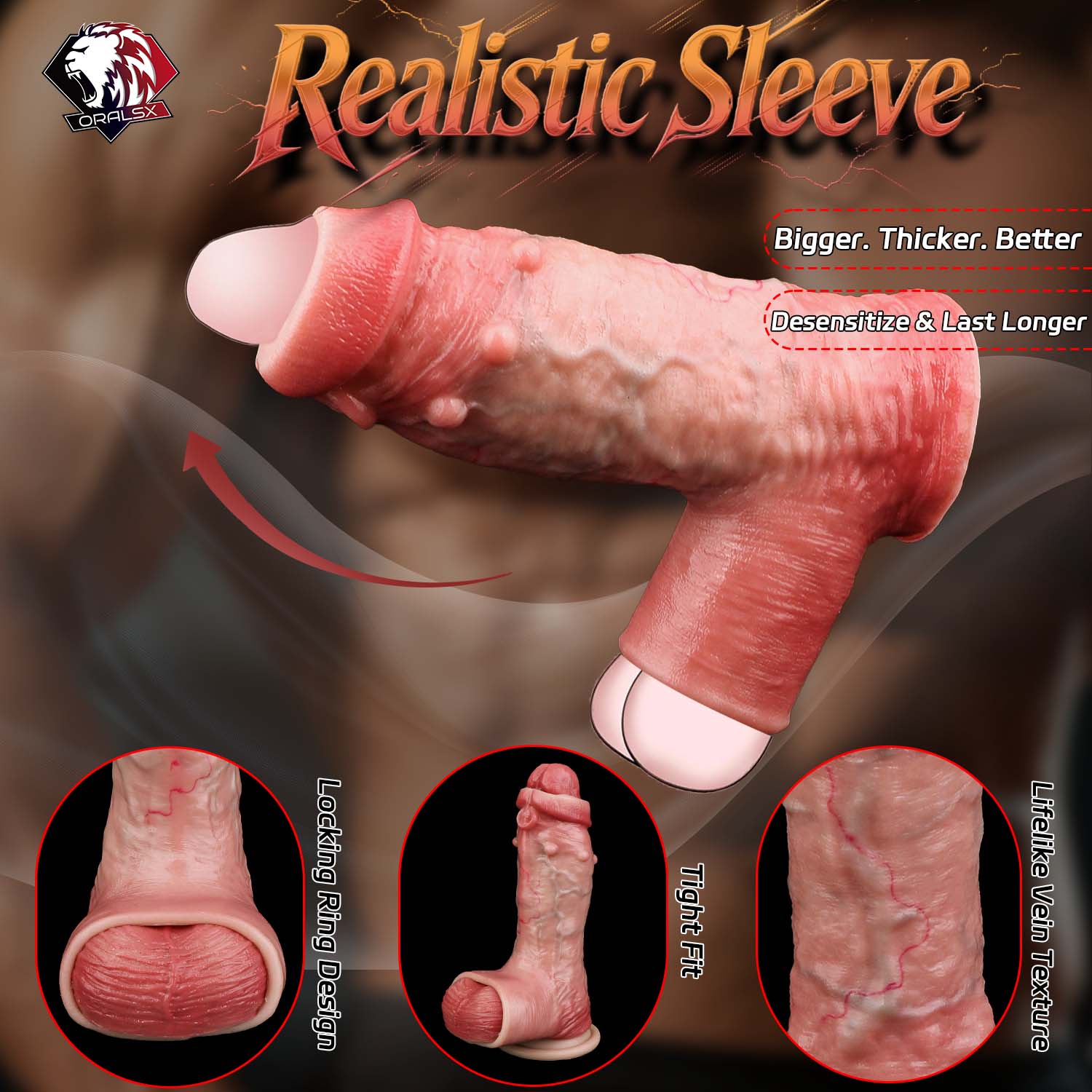 Realistic Platinum Silicone Cock Sleeve – Penis Extender for Longer, Thicker Performance