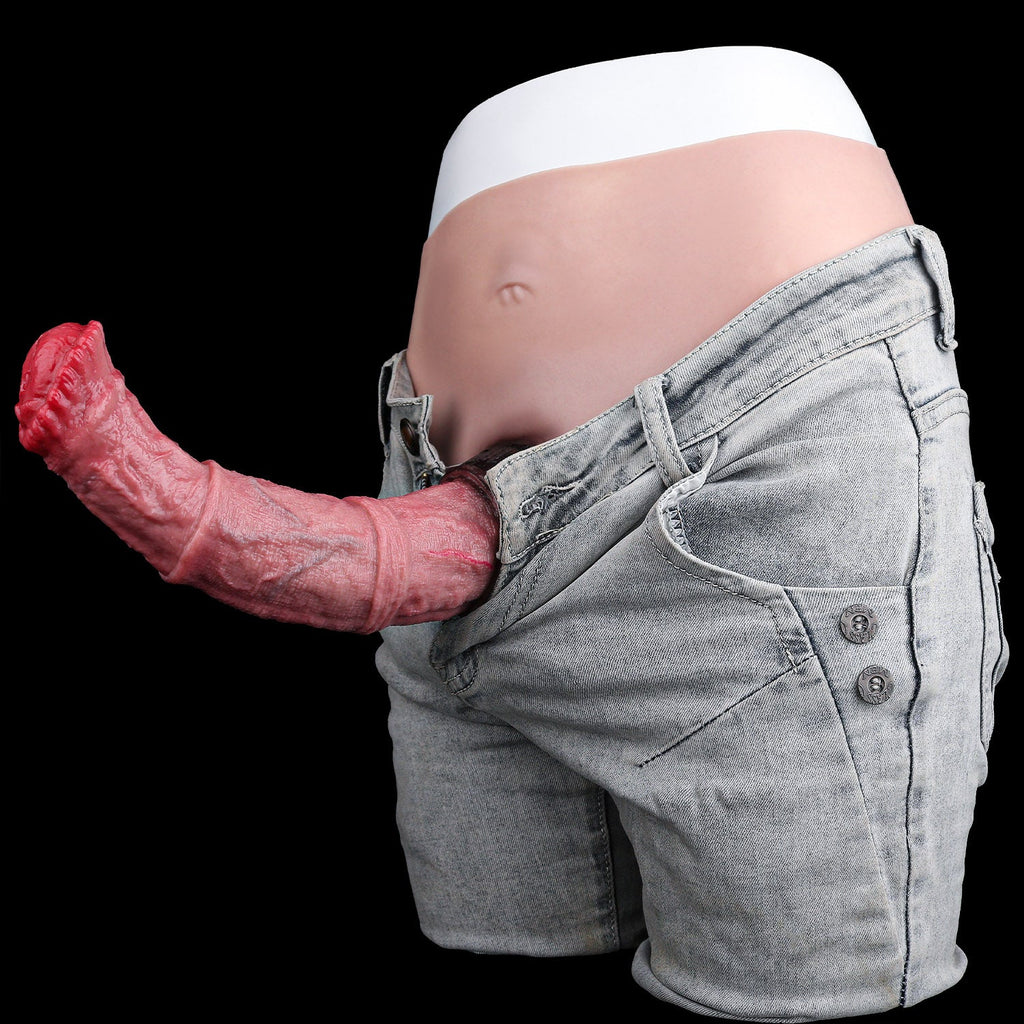 Horse Cock Sleeve Panty — Wearable Platinum Silicone Fantasy Penis Extender with Vibration
