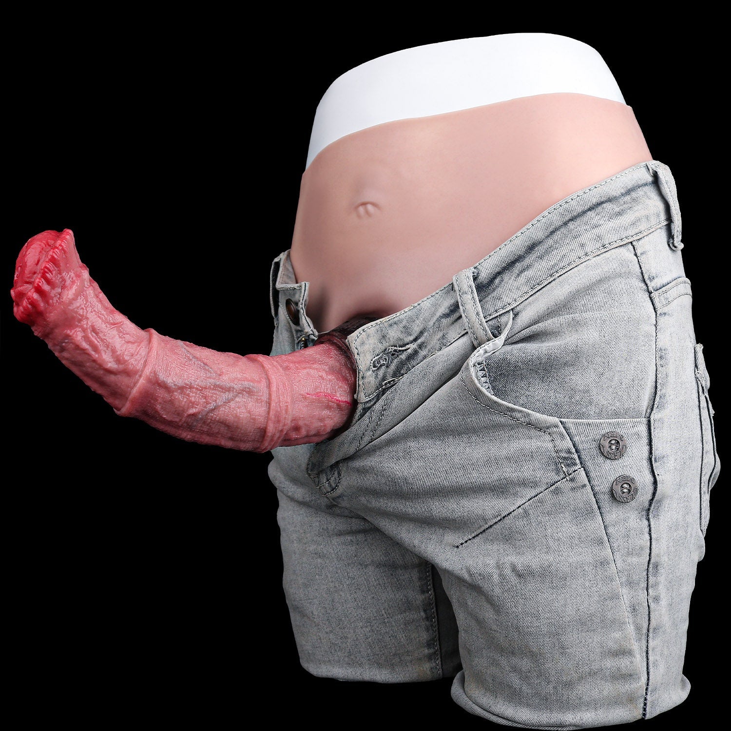 Horse Cock Sleeve Panty — Wearable Platinum Silicone Fantasy Penis Extender with Vibration