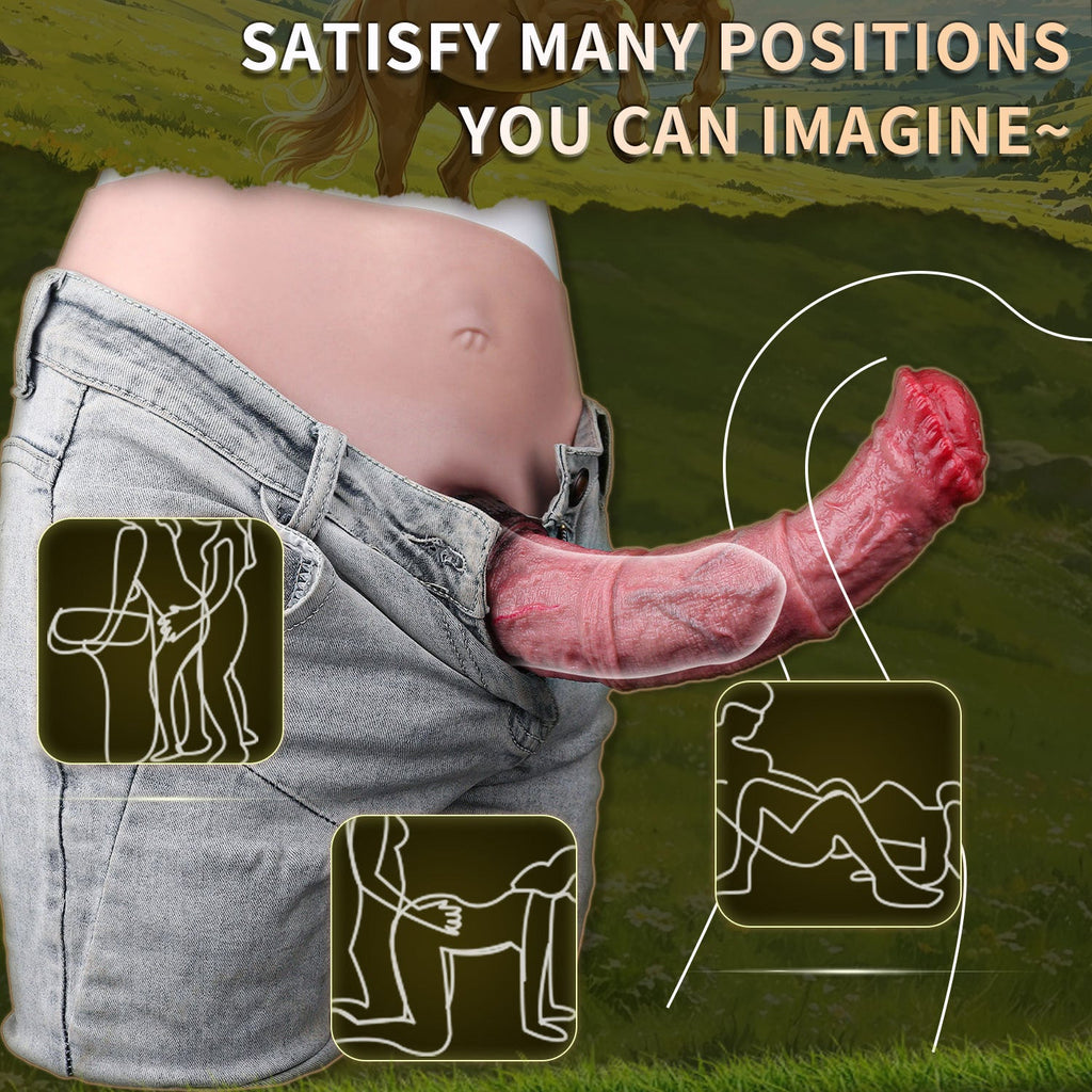 Horse Cock Sleeve Panty — Wearable Platinum Silicone Fantasy Penis Extender with Vibration