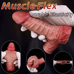 Muscle-Flex Realistic Silicone Cock Sleeve with Dual-Channel Stim & Locking Ring — Bigger, Thicker, Longer for Him