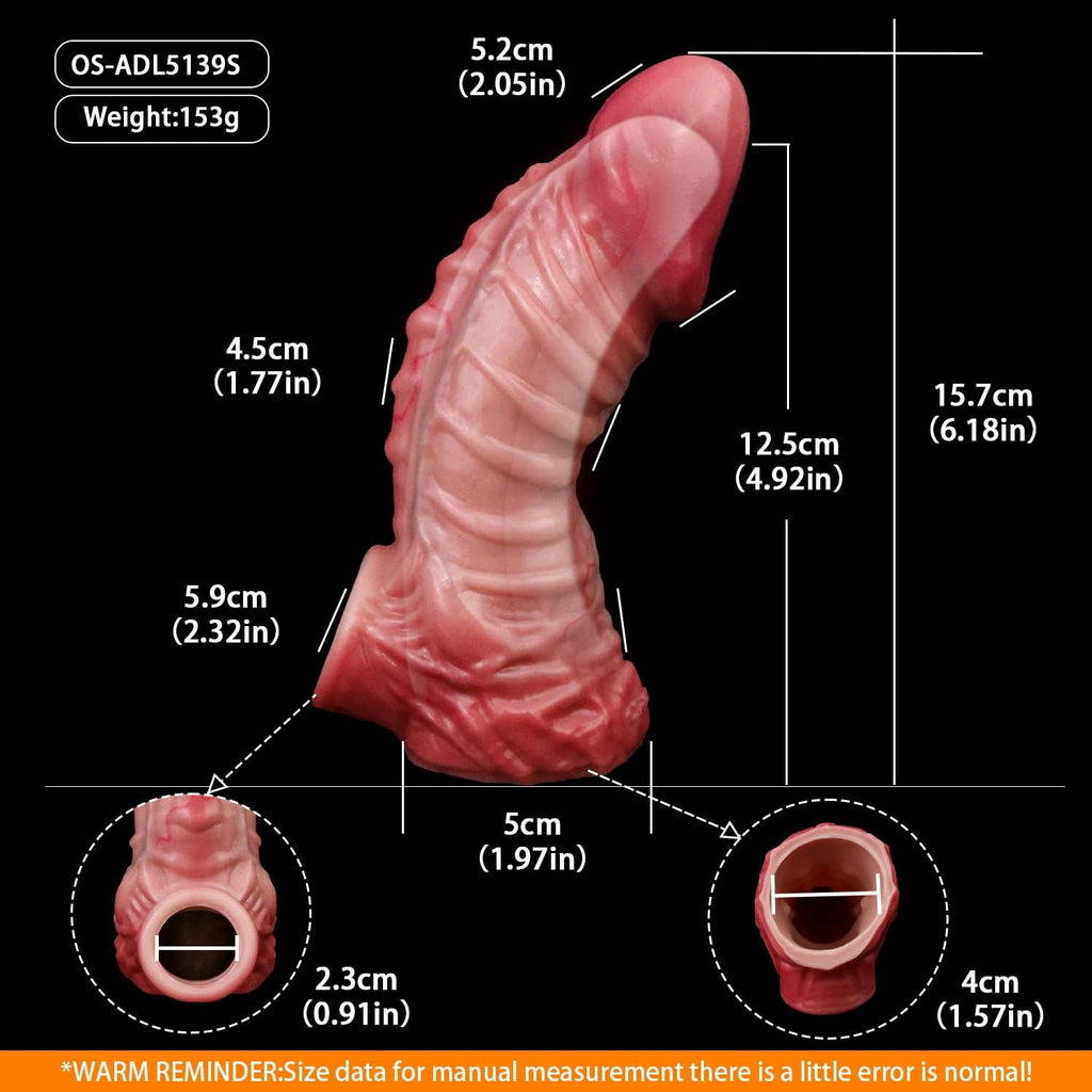 Muscle-Flex Realistic Silicone Cock Sleeve with Dual-Channel Stim & Locking Ring — Bigger, Thicker, Longer for Him