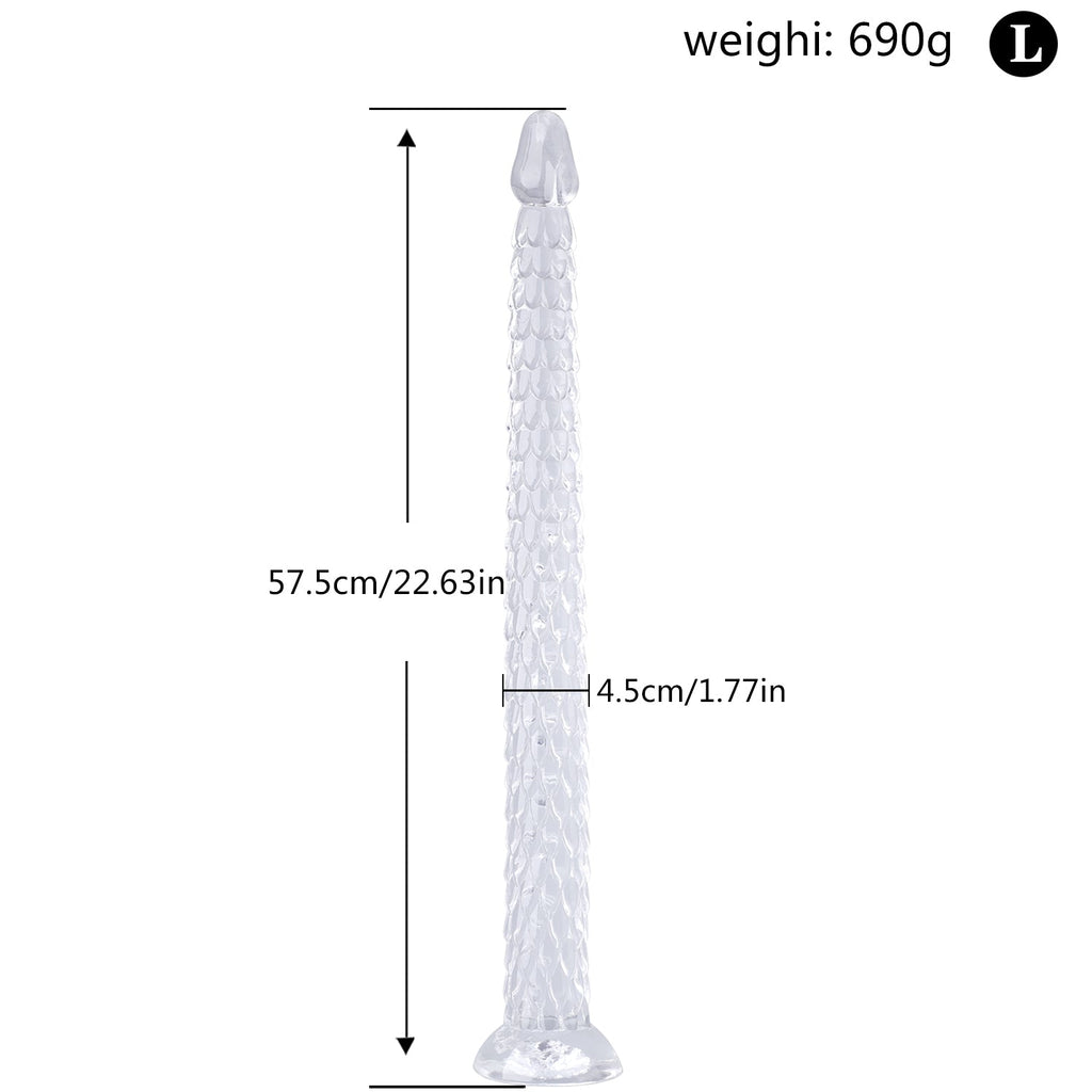 Extra-Long Crystal Dragon Tail Anal Probe - Textured Scale Series