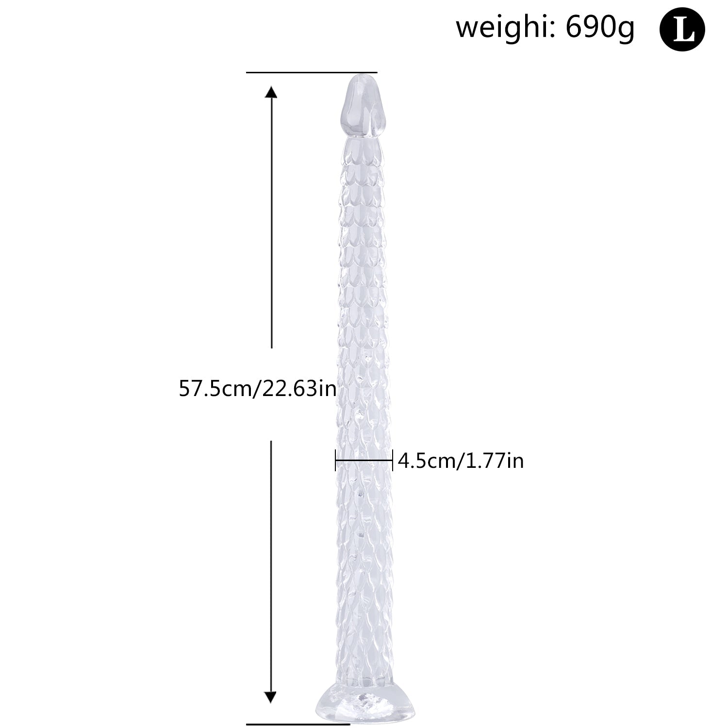 Extra-Long Crystal Dragon Tail Anal Probe - Textured Scale Series