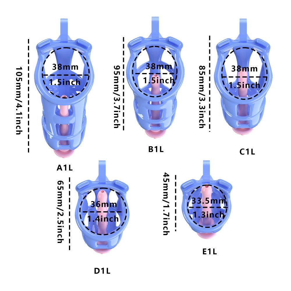 3D Printed Male Chastity Cage with Lock & 5 Rings – Resin Virginity Device with Strap for Men