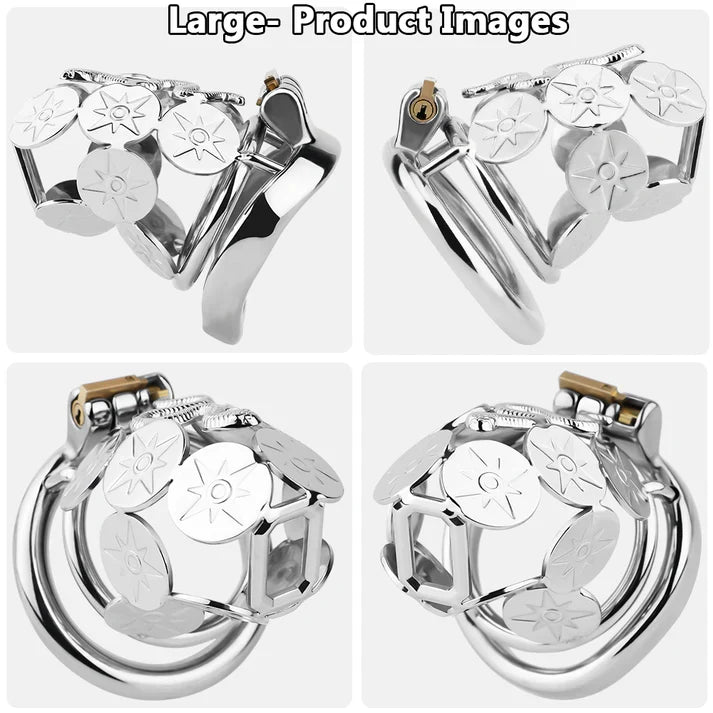 Solar Serpent Stainless Steel Chastity Cage – Coiled Snake Design