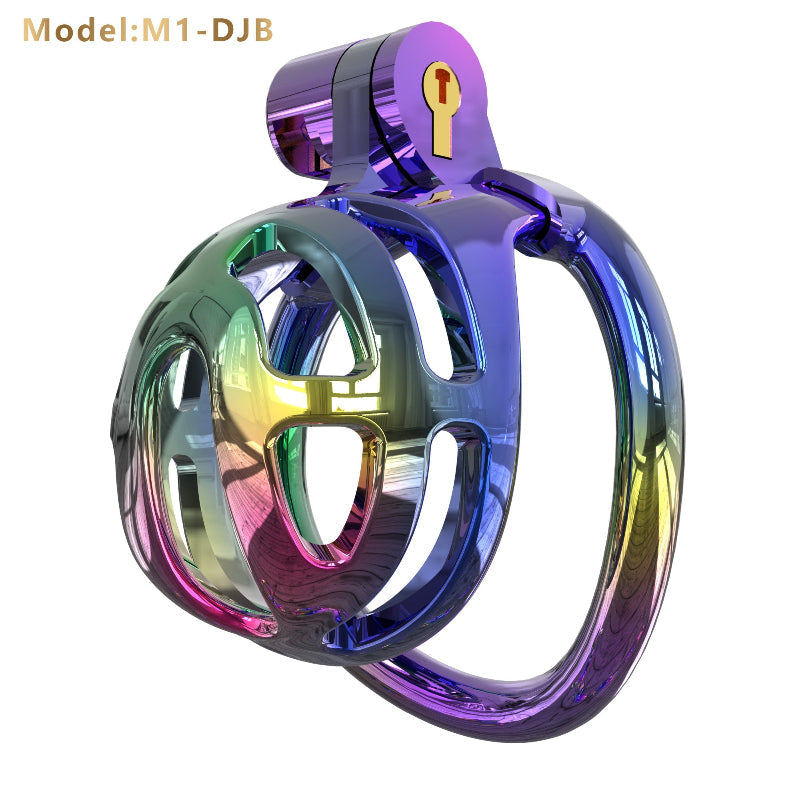 Gradient Gunmetal & Rose Gold Short Resin Chastity Cage – Breathable Design
