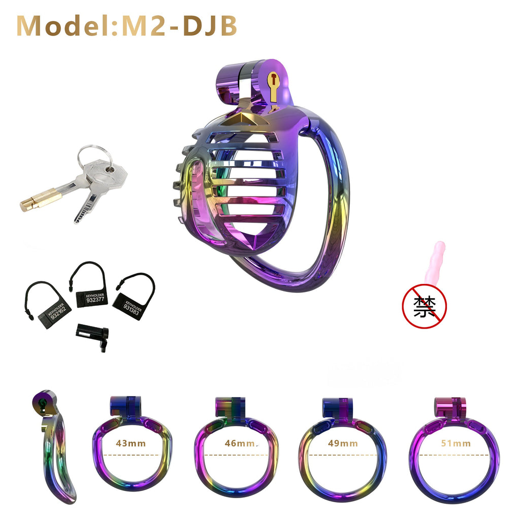Gradient Gunmetal & Rose Gold Short Resin Chastity Cage – Breathable Design