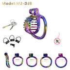 Gradient Gunmetal & Rose Gold Short Resin Chastity Cage – Breathable Design