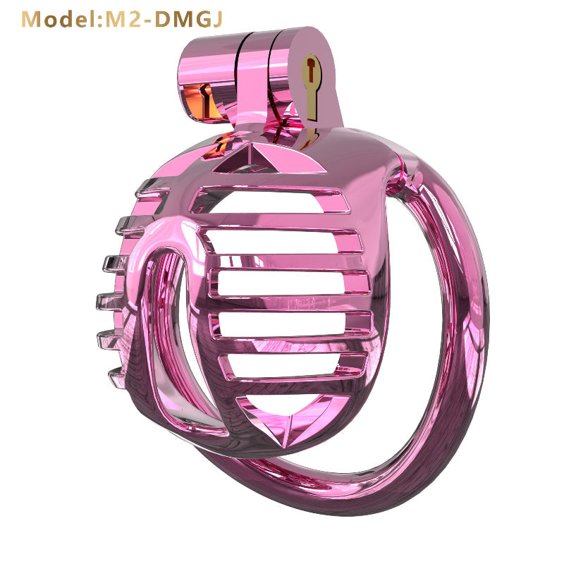 Gradient Gunmetal & Rose Gold Short Resin Chastity Cage – Breathable Design