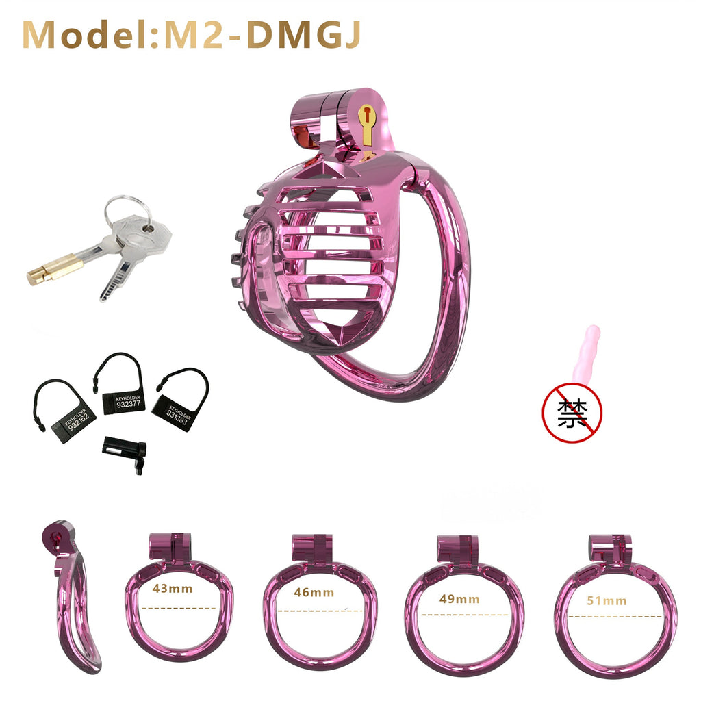 Gradient Gunmetal & Rose Gold Short Resin Chastity Cage – Breathable Design