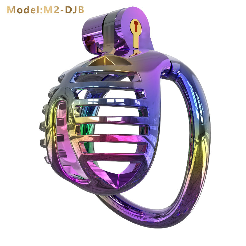 Gradient Gunmetal & Rose Gold Short Resin Chastity Cage – Breathable Design