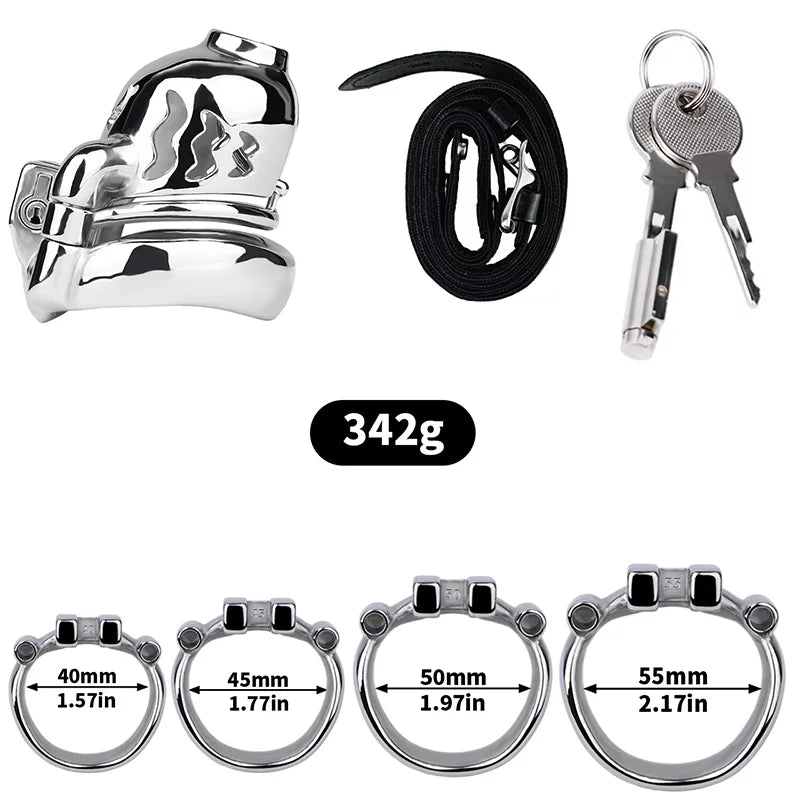 Metal Male Chastity Cage with Prince Albert Lock – Small Size