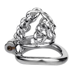 Male Chastity Metal Cock Cage with Thickened Design and Fixed Chain Lock