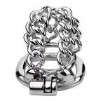 Male Chastity Metal Cock Cage with Thickened Design and Fixed Chain Lock