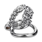 Male Chastity Metal Cock Cage with Thickened Design and Fixed Chain Lock