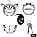 Metal Chastity Cage with Dual-Mode PA Ring – Removable Design for Two Unique Sensations