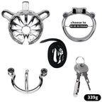 Metal Chastity Cage with Dual-Mode PA Ring – Removable Design for Two Unique Sensations