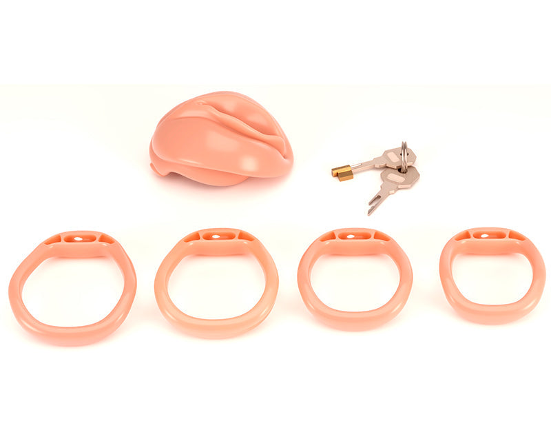 Sissy Chastity Cage – Small Silicone Faux Labia Design
