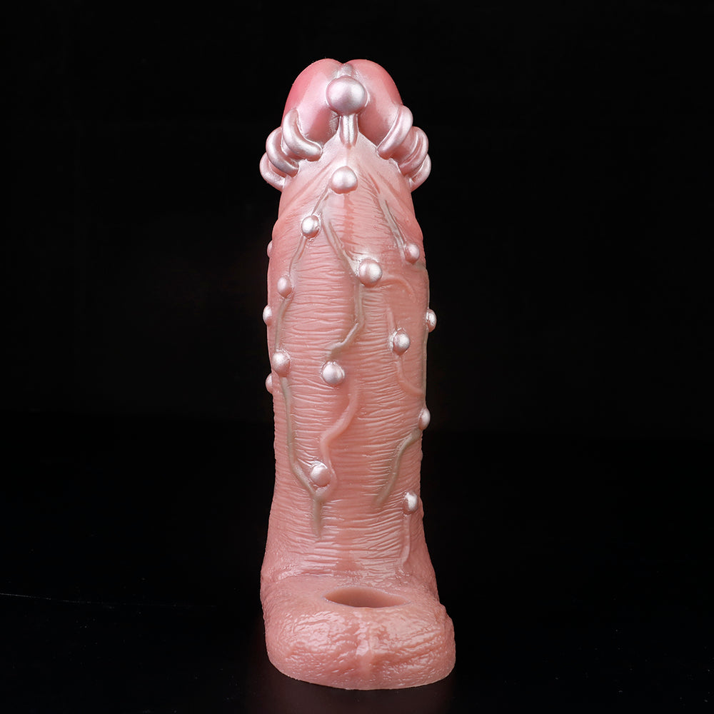 Spiked Penis Sleeve Sex Toys for Men - Knotted Life Size Cocksleeve Delayed Rings Sheath Enlarger