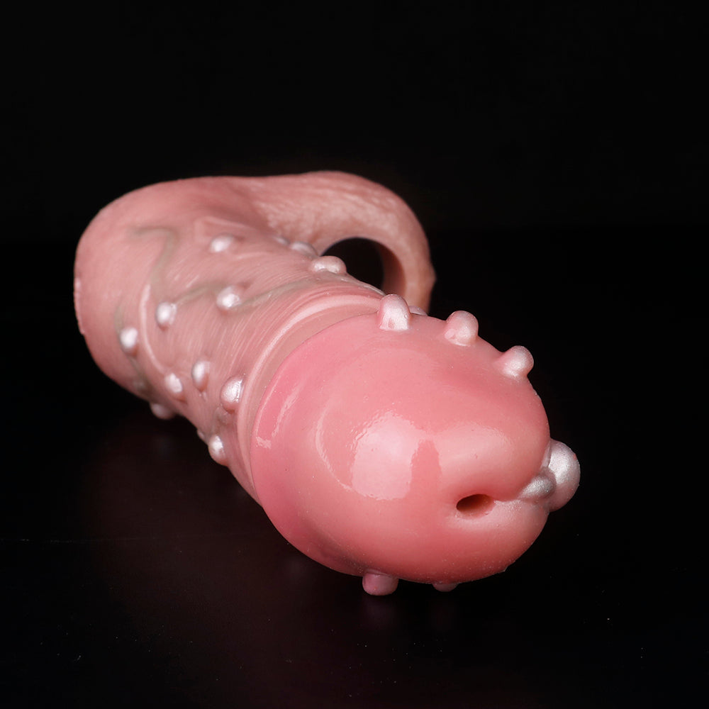 Spiked Penis Sleeve Sex Toys for Men - Knotted Life Size Cocksleeve Delayed Rings Sheath Enlarger